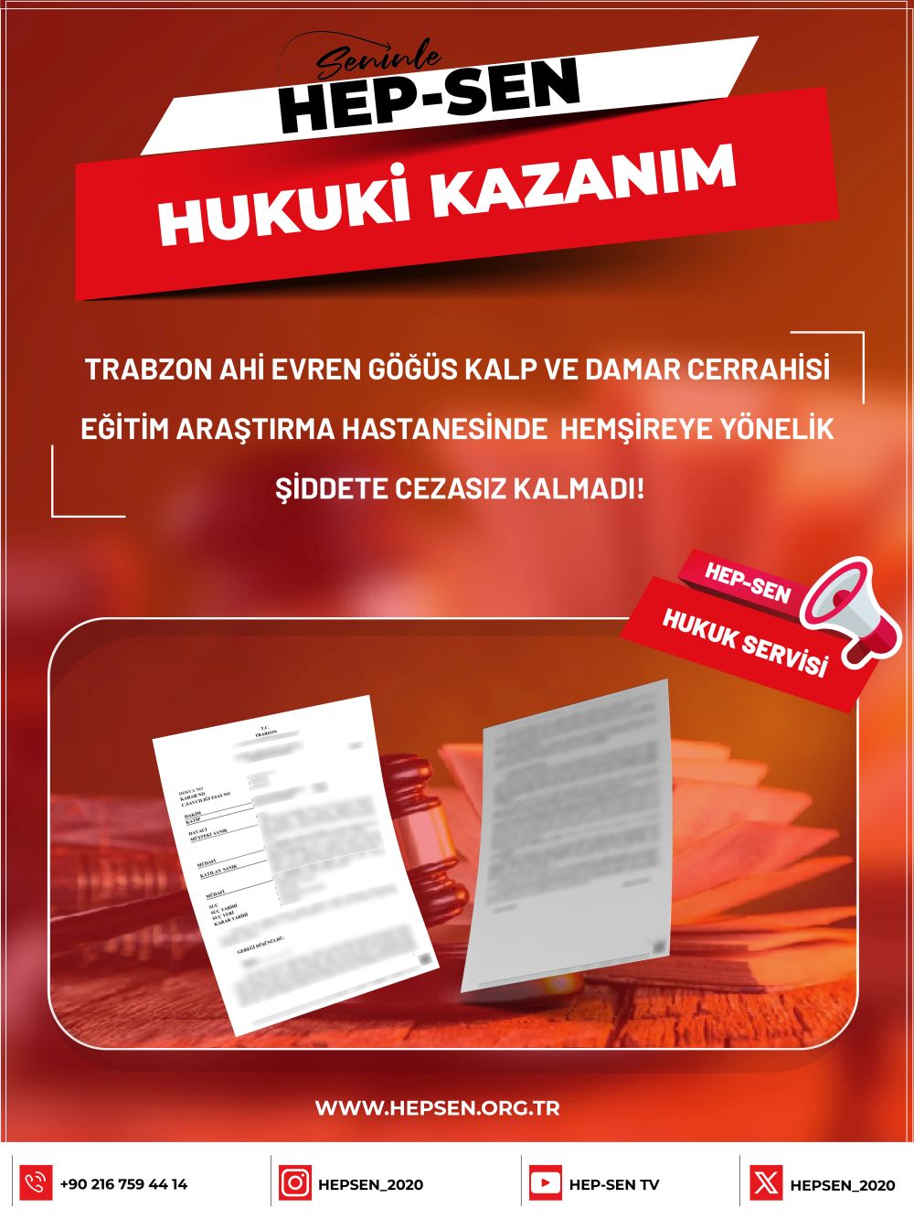 Trabzon Ahi Evren Göğüs Kalp ve Damar Cerrahisi Eğitim Araştırma Hastanesinde Hemşireye Yönelik Şiddete Cezasız Kalmadı!